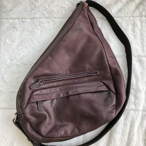 Genuine Mahogany Leather & Neoprene Sling Bag